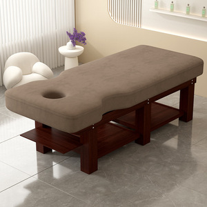 เตียงนวดรูปตัวยูหุ้มเบาะพร้อมโครงไม้สำหรับร้านเสริมสวย - Product Image 1