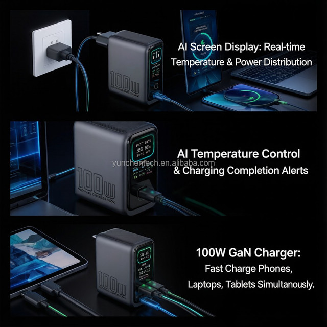 Dropshipping Multifunctional with AI Power Compact Multi-Port Fast Charging Station for Phone for Laptop 100W GaN 45W Portable