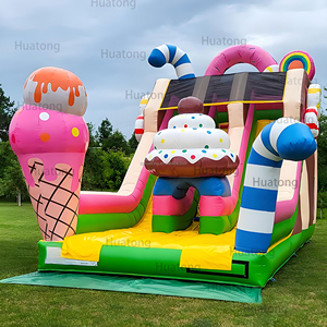 Huatong phim hoạt hình màu hồng Ice Cream chủ đề nảy lâu đài <span class=keywords><strong>Inflatable</strong></span> trượt trượt combo màu hồng kẹo ngọt <span class=keywords><strong>Inflatable</strong></span> trượt cho trẻ em - Product Image 6