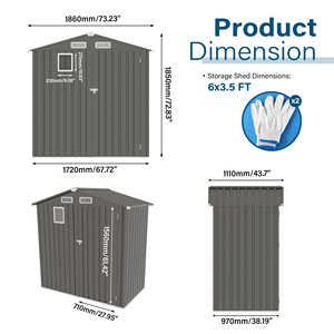 Premium 6x4 FT <strong>Metal</strong> <strong>Shed</strong> Outdoor Storage Cabinet Waterproof Garden Tool House for Backyard Yard Storage - Product Image 3