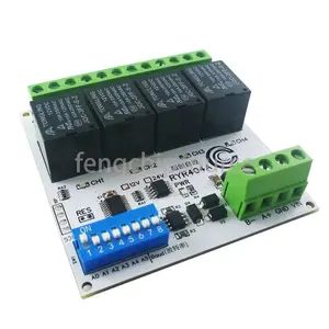 4CH DC 12V 24V Modbus RTU RS485 DO Relay Module DIP Switch Setting Parameters With DIN BOX