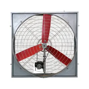 Source Factory Cow House Red PVC Blades Double Mesh Hanging Exhaust Fan for Poultry Farms Greenhouse Air Cooling