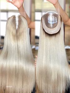 Customized Made Wholesale 100% Female Human Hair Virgin Hair Russian Hair Toppers 5x5 Lace Front 8x8 Topper for White Women - Product Image 2