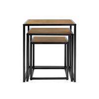 Table basse empilable multifonctionnelle Cadre métallique Table de table MDF Petite table Trois ensembles gigognes Table peu encombrante