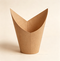 Gobelet en papier kraft recyclable de qualité alimentaire, à simple paroi, pour frites, charcuterie, à emporter, imprimé sur mesure
