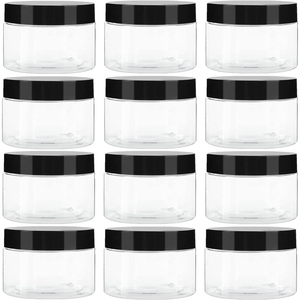 Frascos de Crema Cosmética Transparentes de PET de 60 ml, 100 ml, 200 ml, 250 ml con Tapa Negra para Loción y Limpiador Facial, Impresión de Serigrafía Personalizada - Product Image 1