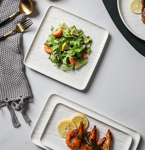 Ensemble de vaisselle écologique en porcelaine blanche pure, bols et assiettes ronds en relief |   Restaurant, hôtel, mariage, vente en gros - Product Image 6