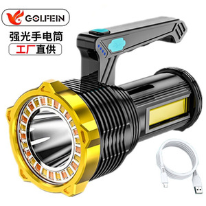 โกเลฟอินไฟฉาย LED แบบชาร์จไฟได้ 1000M ไฟส่องสว่างสำหรับตั้งแคมป์กลางแจ้งพร้อมโคมไฟด้านข้างดีไซน์ด้ามจับแสงสีเหลือง - Product Image 1