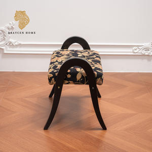 <span class=keywords><strong>Banc</strong></span> de change de <span class=keywords><strong>chaussures</strong></span> vintage à motif floral, structure en bois de frêne massif, tissu respirant en lin-coton, <span class=keywords><strong>banc</strong></span> d'entrée, repose-pieds - Product Image 3