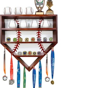 Wooden Baseball Display Rack Three Layer Wall Mounted Medal Shelf Custom Size Storage for <b>Trophies</b> Rings Souvenirs - Product Image 5