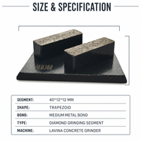 PG Promotion : Bloc abrasif diamanté à segment trapézoïdal de 12 mm, à liaison métallique, dureté moyenne, pour ponceuse à béton Lavina