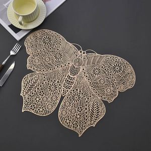 Nouveau Set de Table Moderne en PVC Imperméable avec Motif Papillon Doré, Style Occidental, Tapis et Sous-Plats en Plastique - Product Image 4