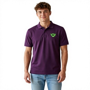 Polo violet personnalisé pour homme, brodé, anti-humidité, à manches courtes, pour le golf, uniforme, tenue décontractée professionnelle, haut de travail - Product Image 1