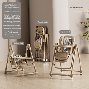 Silla de Comer Multifuncional Plegable para Bebé con Ruedas, Altura Ajustable y Diseño Seguro con Función de Balanceo para Uso en el Hogar y la Cocina - Product Image 5