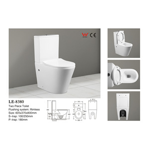 Inodoro de Dos Piezas de Cerámica Blanca CR LE-8380, 605x370x800mm, Montaje en Suelo, Descarga Directa - Product Image 2