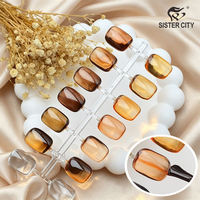 Kit de vernis à ongles d'automne professionnel, vernis gel translucides effet gelée pour manucure en salon, kit de nail art UV à retirer par trempage, vente en gros