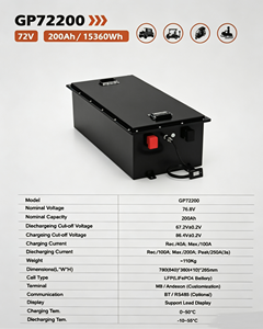Batterie au phosphate de fer et de lithium 72V 200Ah 24S1P avec surveillance en temps réel et BMS intelligent pour chariots utilitaires/navettes de fret LFP4820 - Product Image 1
