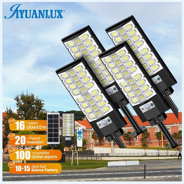 Waterproof Street Lamp All in One IP65 Outdoor Industrial Led Project Sensor Motion Solar Street Light with Pole