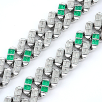 Collier chaîne cubaine Hiphop personnalisé pour homme, 16 mm, en argent 925, serti de diamants VVS taille émeraude et de moissanite
