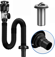 Kit de vidange de lavabo de salle de bain en acier inoxydable 304 chromé noir anti-odeur Jade Lill, avec bouchon rabattable anti-fuite