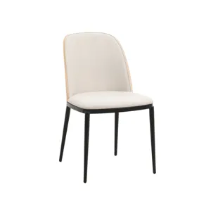 现代廉价高背室内装饰天鹅绒咖啡椅弯曲胶合板金属腿餐厅餐椅