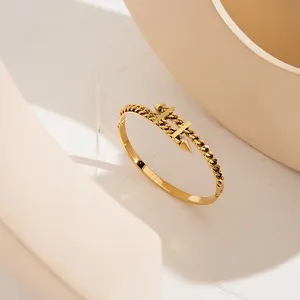 Pulseira hiphop de cabeça dupla para mulheres, joia banhada a ouro 18K de aço inoxidável com cone, acessório para pulseira B242397