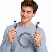 Câble de transfert de données USB vers Type-C à angle droit en alliage d'aluminium TPE tressé 2026, charge rapide 5 Gbit/s, 3 m, pour téléphone portable