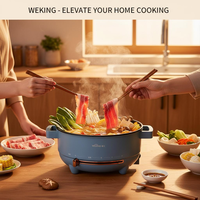 Casserole électrique multifonction 3L 4L avec revêtement antiadhésif, pot intérieur, réglage de la chaleur, portable pour une utilisation en cuisine