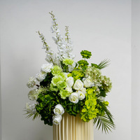 Arrangement de fleurs artificielles en hydrangeas verts en soie pour la décoration de fête, de fond de scène ou de couloir
