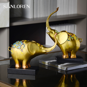 Sanloren ของตกแต่งบ้านหรูหราใหม่ห้องนั่งเล่นสำนักงานโต๊ะตกแต่งบ้านเคลือบสีสันสดใสของขวัญธุรกิจช้างมงคล - Product Image 5