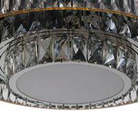 Ventilador de techo LED de lujo moderno de 48 pulgadas, luz de cristal negro, Metal mate, decoración inteligente para el hogar, fuente de CA, Control remoto, la mejor sala de estar
