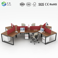 Poste de travail moderne en espace ouvert, table de bureau métallique pour 6 personnes, bureau partagé avec cloison en tissu, vente en gros OEM