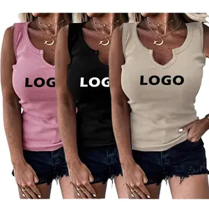 Free Custom Logo Sublimation Blank Plus Size Women's Tank Tops Cotton Basic Tanktop