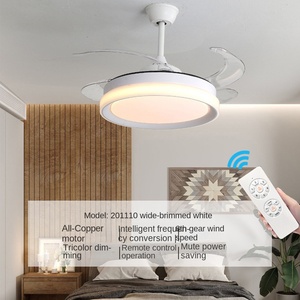 4 aspas, ventilador de techo LED de cobre, luz remota ABS retráctil, candelabro de Moto para el hogar, USB, alimentado por Gas, mecánico - Product Image 6