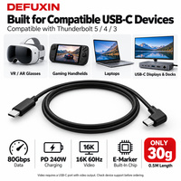 Câble USB4 DFX Ultra Slim 1M OD3.5mm Coaxial 80Gbps 240W 16K USB C vers C pour Thunderbolt 5 Dock SSD EGPU VR