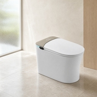 WC intelligent en céramique monobloc avec bidet intégré, chauffage instantané, chasse d'eau automatique, séchage à l'air, évacuation en P-trap, télécommande incluse