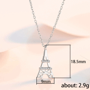 Collana con ciondolo ispirato al Mini Tower, romantica e scintillante, catena per clavicola da donna - Product Image 5