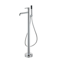 Robinet de baignoire autoportant en laiton massif de luxe moderne, finition chromée, avec douchette à main, pour villa