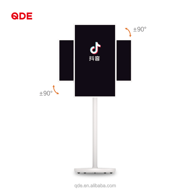 QDE Smart Tv Television Live Stream Monitor Led Screen Android Stand by Me Movable Touch Screen with Camera Free Standing