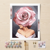 Kit de peinture par numéros personnalisé, rose abstraite, portrait de femme, peinture à l'huile numérique DIY pour adultes débutants, 40x50cm