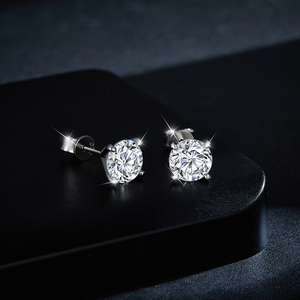 Ruizuan 8mm Moissanite Brilliant Cut Cross Design Unisex Stud Earrings Party <b>Silicone</b> Gold Plated Rhodium Plated Rose Gold - Product Image 5