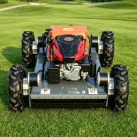 Robot tondeuse à gazon industriel autotracté télécommandé économique 24V avec bac de ramassage de 100L et autonomie de 8H pour usage domestique