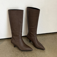 Bottes mi-mollet élégantes en daim de vache RLT 2026 avec semelle intérieure super douce, style ample, rehaussant la taille pour femme