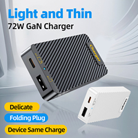 Chargeur pliable Pd 72w à 2 ports - chargeur de téléphone ultra-fin portable type-c+usb-a gan à charge rapide
