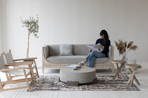 Woonkamer Slaapkamer Vintage Stijl Gerecycled Houten Frame Vrijstaande Antieke Strand Wit Gestoffeerde Zweedse Sofa Set Meubels