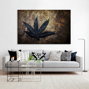 Vintage Grunge Cannabis <b>Leaf</b> Printed Canvas - Elegant Room <b>Decor</b>,WRAPPED CANVAS - Product Image 3