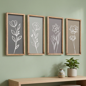 Decoración de Pared para Baño con Retratos 3D en Madera (Juego de 4), Arte de Pared Enmarcado Ligero y Listo para Colgar, para Sala de Estar y Dormitorio, Original - Product Image 3