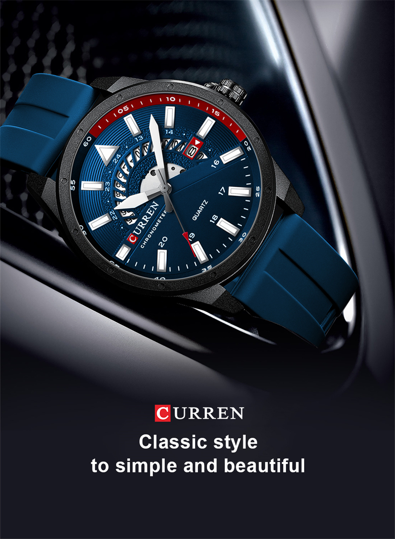 CURREN 8421 Hommes Montres Top Marque De Luxe Montre À Quartz Hommes Mode Casual Bracelet En Cuir Horloge Petit Cadran Décoration Sport Montre