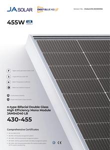 Paneles Solares Monocristalinos Bifaciales de Doble Vidrio JA Solar Deep Blue 4.0 Pro JAM54D40 Serie LR de 430w 440w 450w 455w - Product Image 5