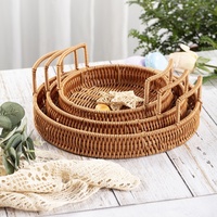Panier en rotin PE en gros pour la maison, la cuisine, le stockage de fruits et légumes, le pain, avec poignées